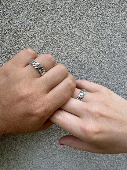 HarlemBling Classic Prong Miami Cuban Eternity Band Ring - 925 Silver - Plain