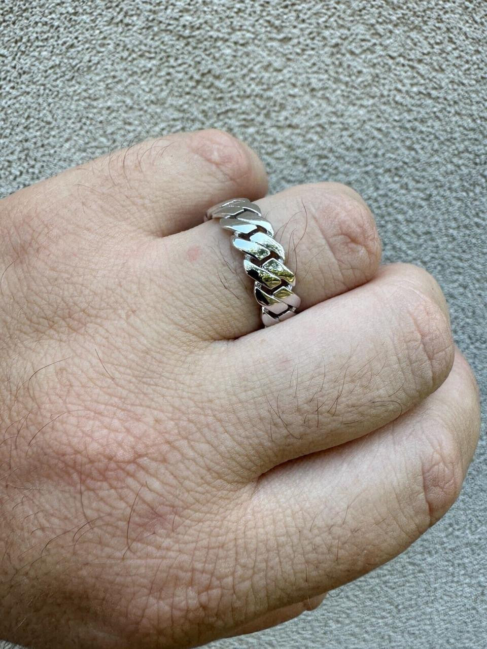 HarlemBling Classic Prong Miami Cuban Eternity Band Ring - 925 Silver - Plain