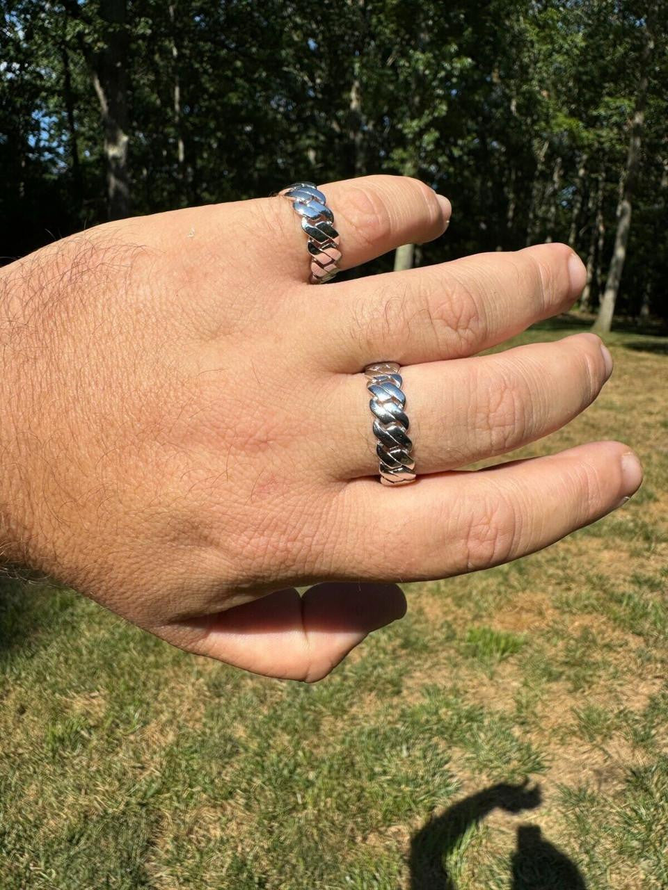 HarlemBling Classic Prong Miami Cuban Eternity Band Ring - 925 Silver - Plain