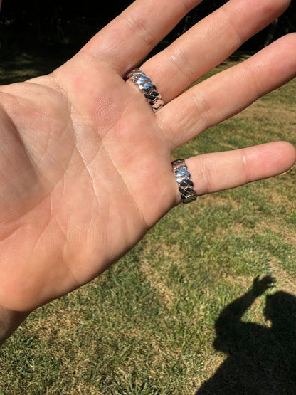 HarlemBling Classic Prong Miami Cuban Eternity Band Ring - 925 Silver - Plain