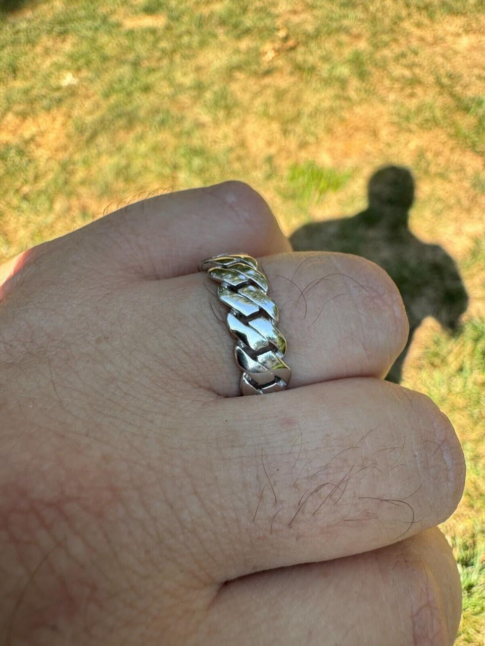 HarlemBling Classic Prong Miami Cuban Eternity Band Ring - 925 Silver - Plain