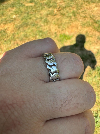 HarlemBling Classic Prong Miami Cuban Eternity Band Ring - 925 Silver - Plain