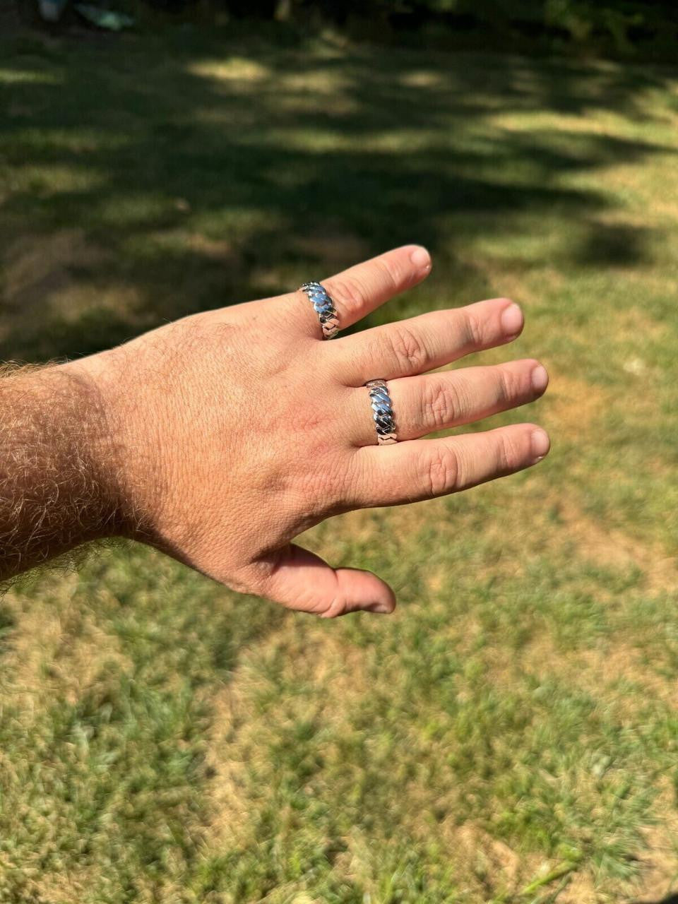 HarlemBling Classic Prong Miami Cuban Eternity Band Ring - 925 Silver - Plain