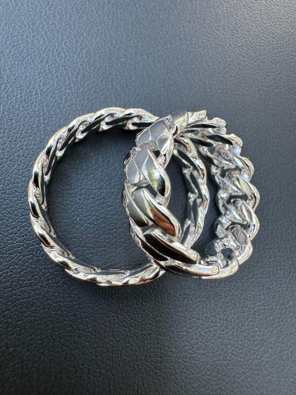 HarlemBling Classic Prong Miami Cuban Eternity Band Ring - 925 Silver - Plain