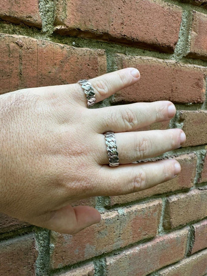 HarlemBling Classic Prong Miami Cuban Eternity Band Ring - 925 Silver - Plain