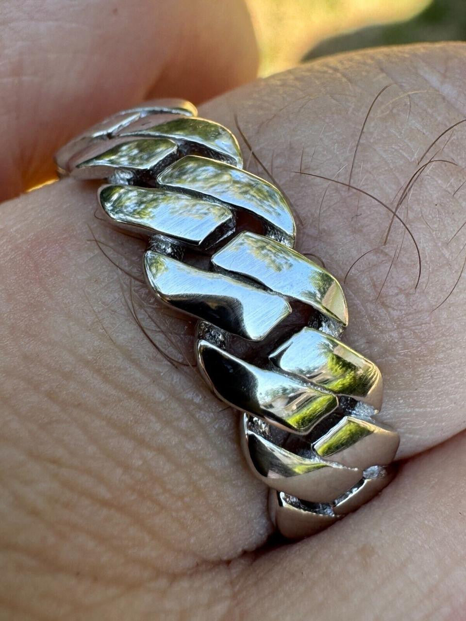 HarlemBling Classic Prong Miami Cuban Eternity Band Ring - 925 Silver - Plain