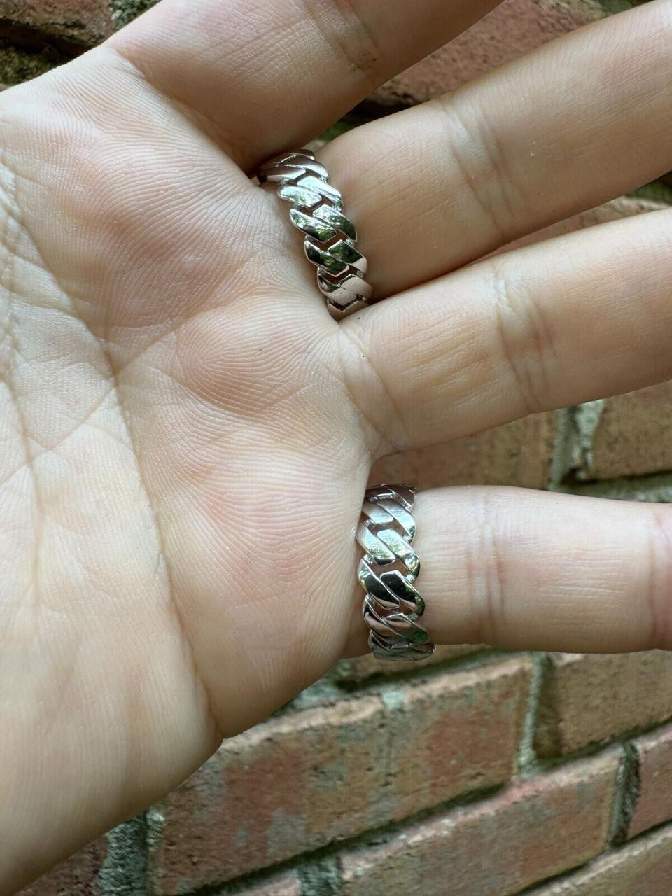 HarlemBling Classic Prong Miami Cuban Eternity Band Ring - 925 Silver - Plain