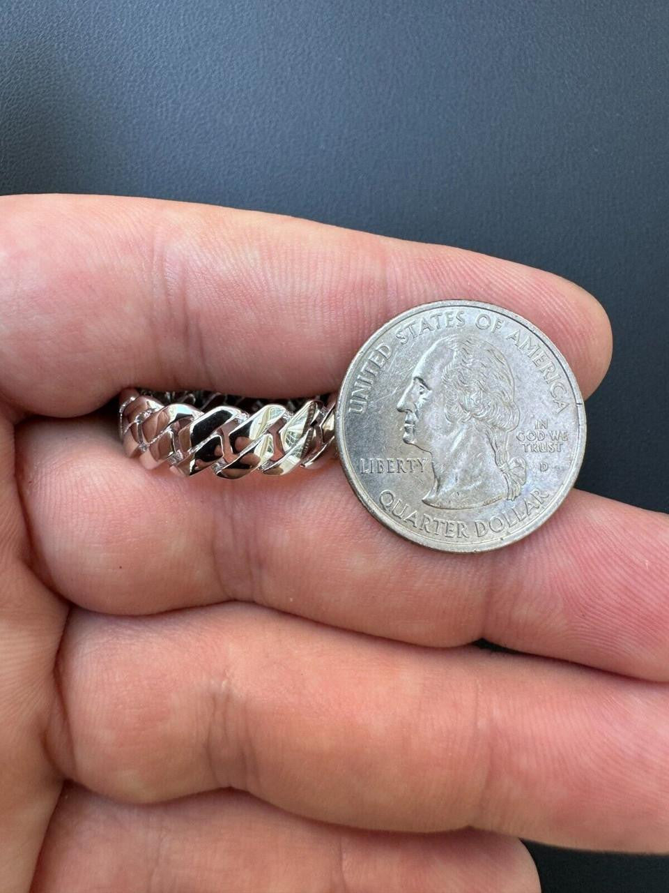 HarlemBling Classic Prong Miami Cuban Eternity Band Ring - 925 Silver - Plain