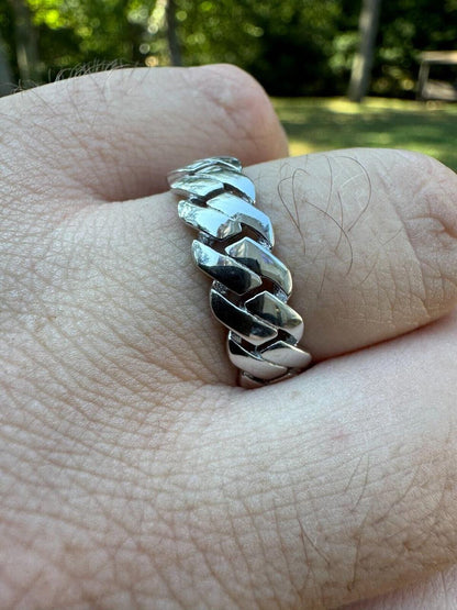 HarlemBling Classic Prong Miami Cuban Eternity Band Ring - 925 Silver - Plain