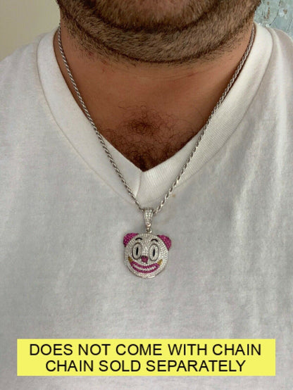 HarlemBling Clown Emoji Pendant Solid 925 Sterling Silver ICY Diamond Hip Hop Piece Iced