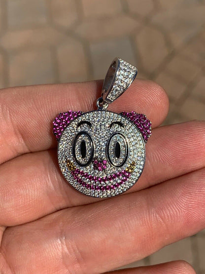 HarlemBling Clown Emoji Pendant Solid 925 Sterling Silver ICY Diamond Hip Hop Piece Iced