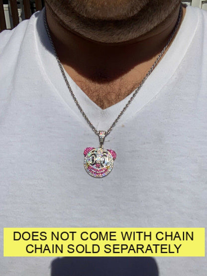 HarlemBling Clown Emoji Pendant Solid 925 Sterling Silver ICY Diamond Hip Hop Piece Iced