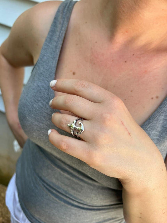 HarlemBling Cross On Anchor Ring - 925 Silver Oxidized - Plain
