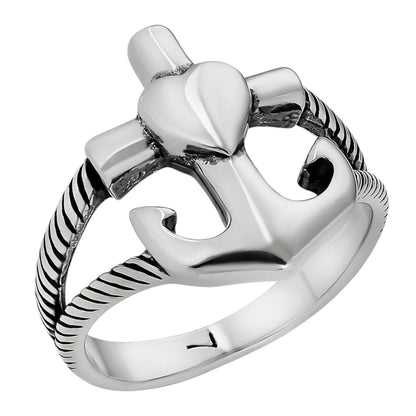 HarlemBling Cross On Anchor Ring - 925 Silver Oxidized - Plain