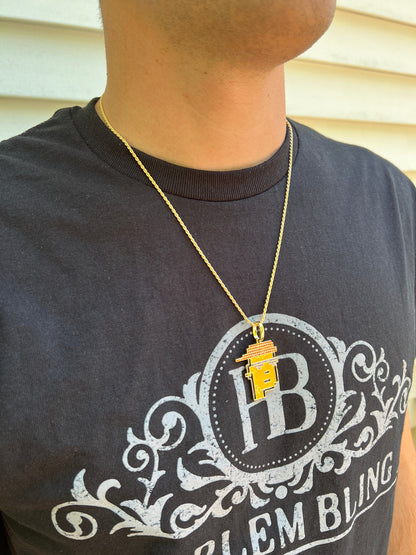 HarlemBling Cryptopunk NFT #3 Guy W Red Cap Iced Pendant Necklace Solid 925 Silver / 14k Gold Crypto Punk