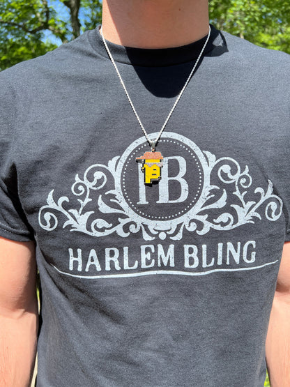 HarlemBling Cryptopunk NFT #3 Guy W Red Cap Iced Pendant Necklace Solid 925 Silver / 14k Gold Crypto Punk