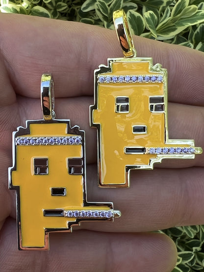 HarlemBling Cryptopunk NFT #4 Guy Smoking Blunt Iced Pendant Necklace Solid 925 Silver / 14k Gold