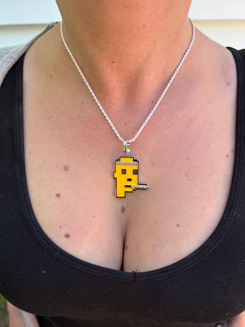 HarlemBling Cryptopunk NFT #4 Guy Smoking Blunt Iced Pendant Necklace Solid 925 Silver / 14k Gold