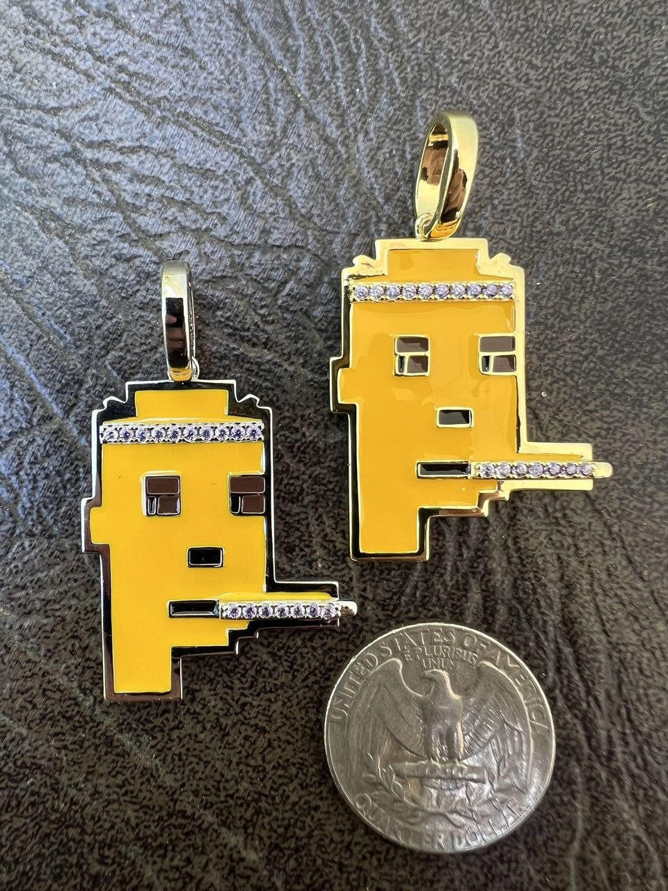 HarlemBling Cryptopunk NFT #4 Guy Smoking Blunt Iced Pendant Necklace Solid 925 Silver / 14k