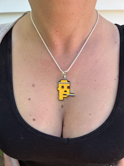 HarlemBling Cryptopunk NFT #4 Guy Smoking Blunt Iced Pendant Necklace Solid 925 Silver / 14k