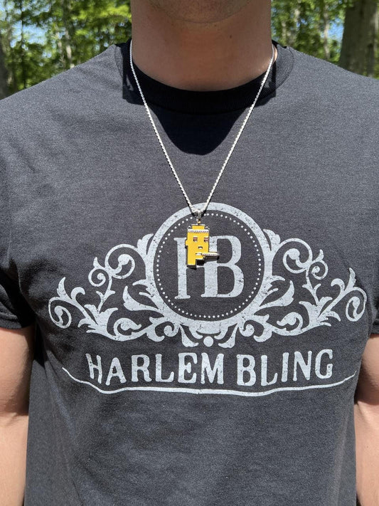 HarlemBling Cryptopunk NFT #4 Guy Smoking Blunt Iced Pendant Necklace Solid 925 Silver / 14k