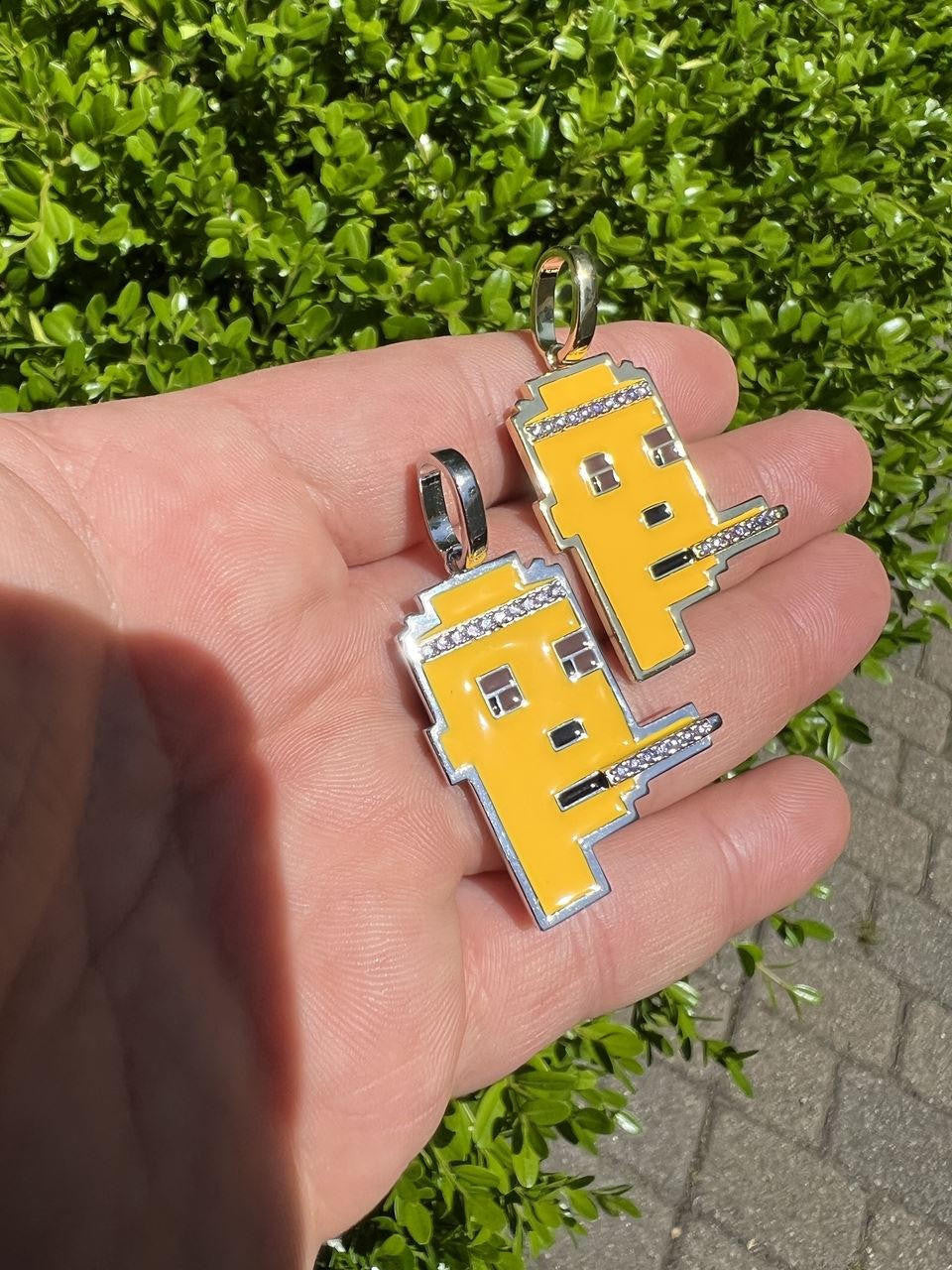 HarlemBling Cryptopunk NFT #4 Guy Smoking Blunt Iced Pendant Necklace Solid 925 Silver / 14k