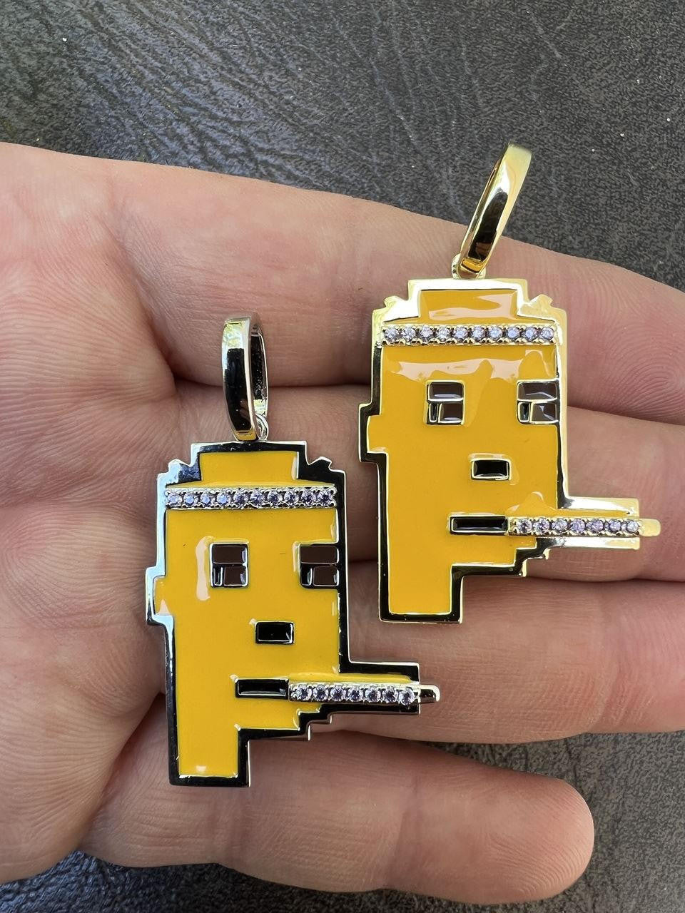 HarlemBling Cryptopunk NFT #4 Guy Smoking Blunt Iced Pendant Necklace Solid 925 Silver / 14k