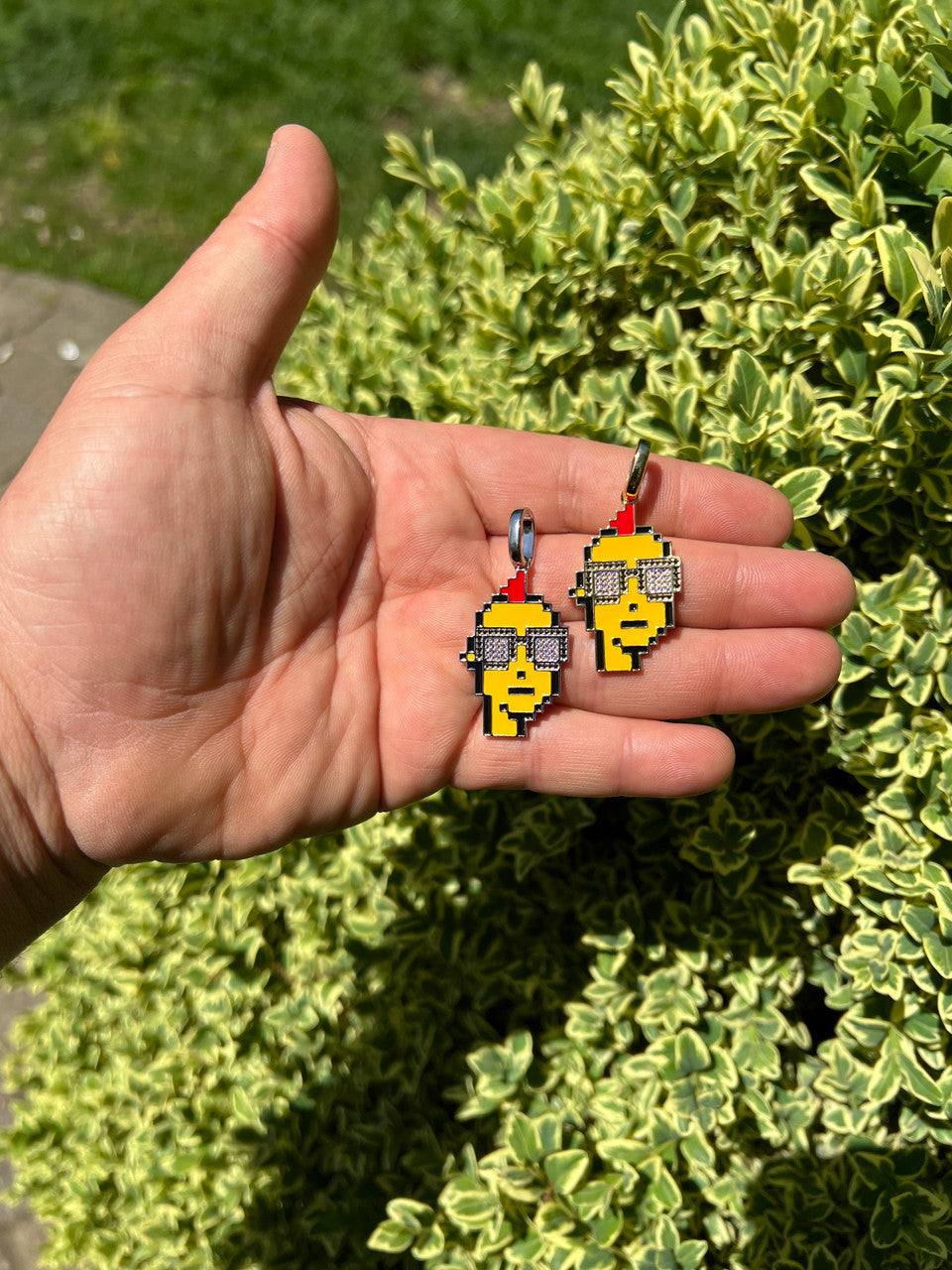 HarlemBling Cryptopunk NFT Pendant #1 Guy W Glasses Iced Pendant Necklace Solid 925 Silver / 14k Gold Crypto Punk