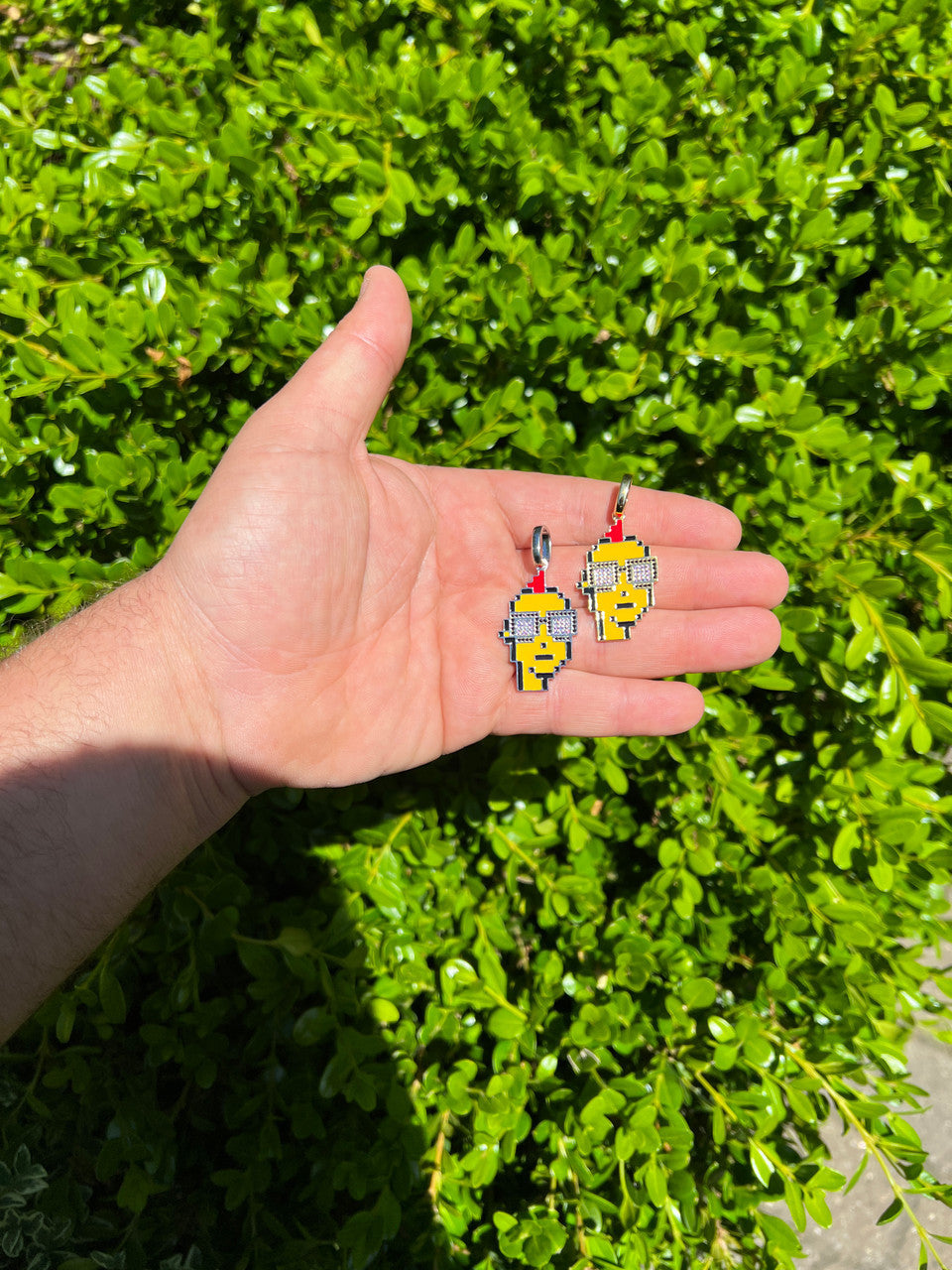 HarlemBling Cryptopunk NFT Pendant #1 Guy W Glasses Iced Pendant Necklace Solid 925 Silver / 14k Gold Crypto Punk