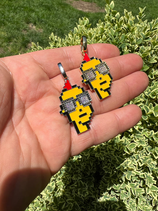 HarlemBling Cryptopunk NFT Pendant #1 Guy W Glasses Iced Pendant Necklace Solid 925 Silver / 14k Gold Crypto Punk