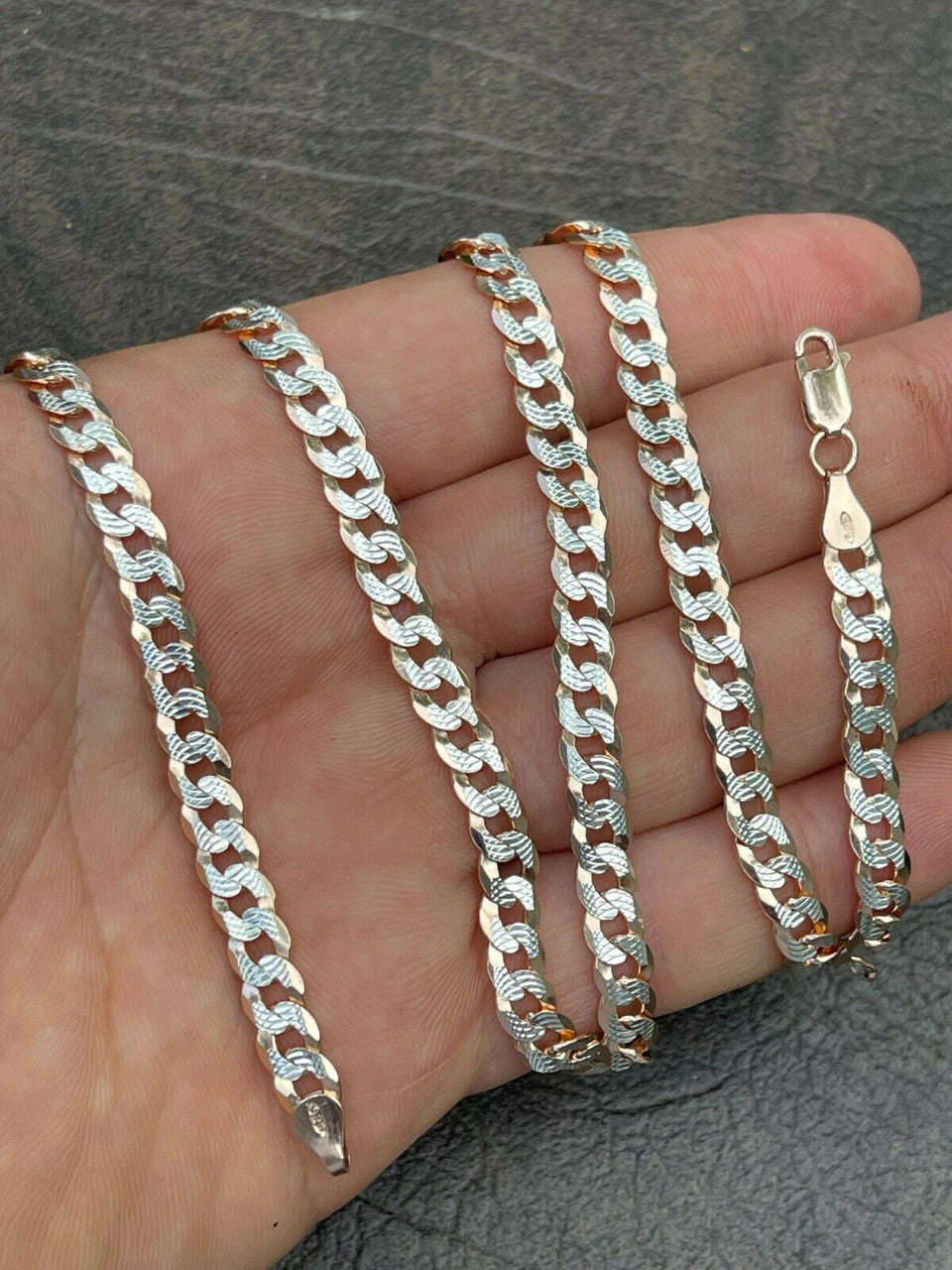 HarlemBling Cuban Link Chain 14k Rose Gold and Solid 925 Silver Diamond Cut 5-8mm Necklace
