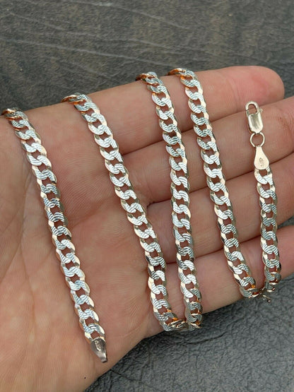 HarlemBling Cuban Link Chain 14k Rose Gold and Solid 925 Silver Diamond Cut 5-8mm Necklace