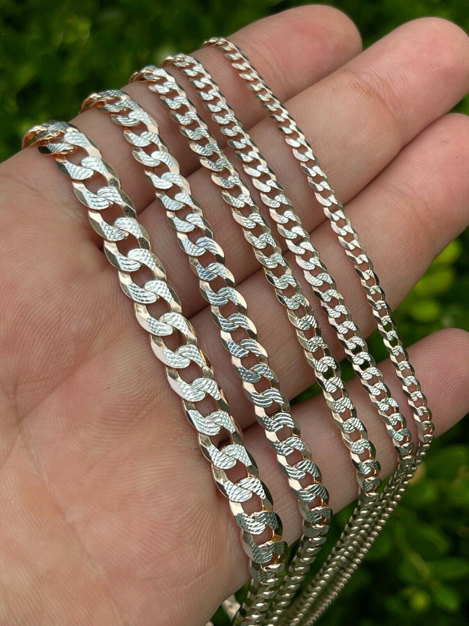 HarlemBling Cuban Link Chain 14k Rose Gold and Solid 925 Silver Diamond Cut 5-8mm Necklace
