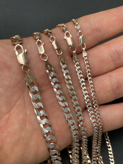 HarlemBling Cuban Link Chain 14k Rose Gold and Solid 925 Silver Diamond Cut 5-8mm Necklace