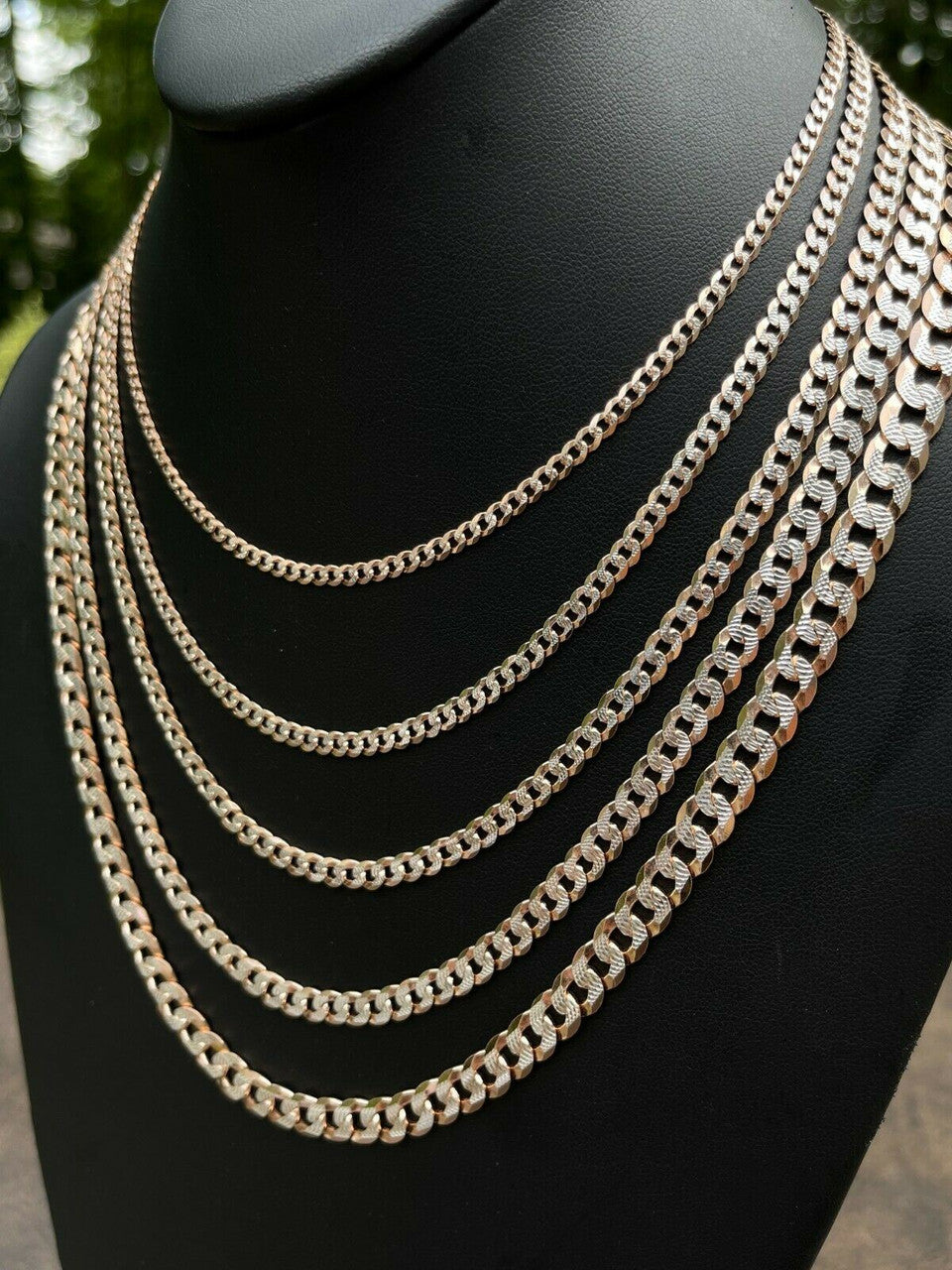 HarlemBling Cuban Link Chain 14k Rose Gold and Solid 925 Silver Diamond Cut 5-8mm Necklace