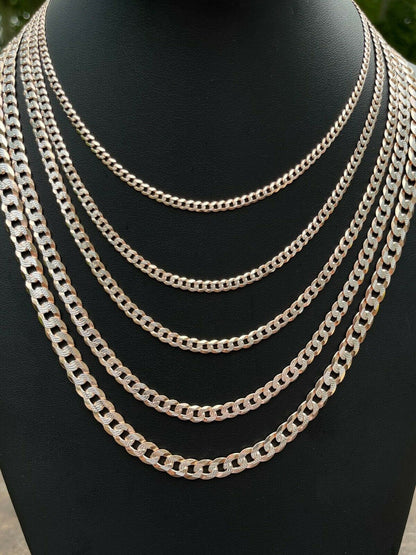 HarlemBling Cuban Link Chain 14k Rose Gold and Solid 925 Silver Diamond Cut 5-8mm Necklace