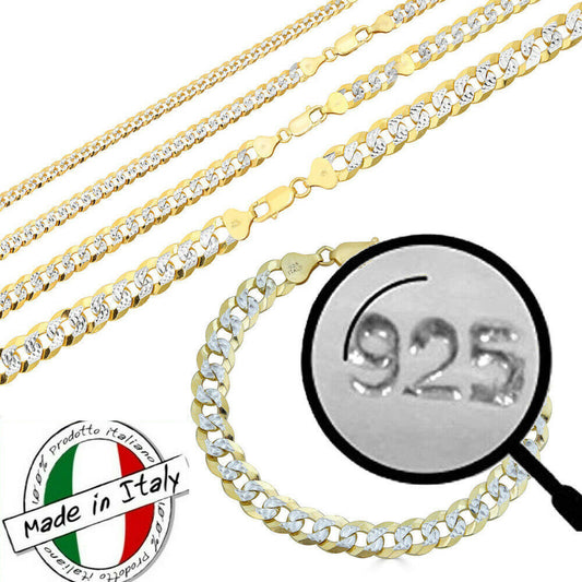 HarlemBling Cuban Link Chain Or Bracelet 14k Gold Over Real Solid 925 Silver Necklace 5-11mm