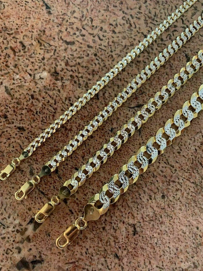 HarlemBling Cuban Link Chain Or Bracelet 14k Gold Over Real Solid 925 Silver Necklace 5-11mm