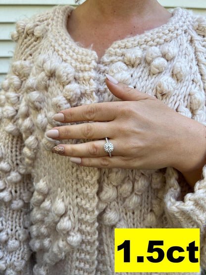 HarlemBling Cushion Cut Moissanite Engagement Promise Ring Passes Diamond Tester 925 Silver