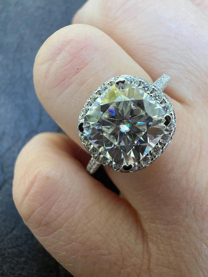 HarlemBling Cushion Cut Moissanite Engagement Promise Ring Passes Diamond Tester 925 Silver