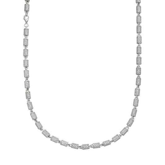 HarlemBling Custom 3D Barrel Link Chain Necklace Iced Out CZ Stones - 925 Silver - 4mm - 16-30"