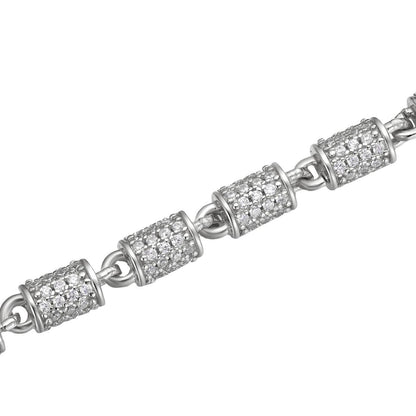 HarlemBling Custom 3D Barrel Link Chain Necklace Iced Out CZ Stones - 925 Silver - 4mm - 16-30"