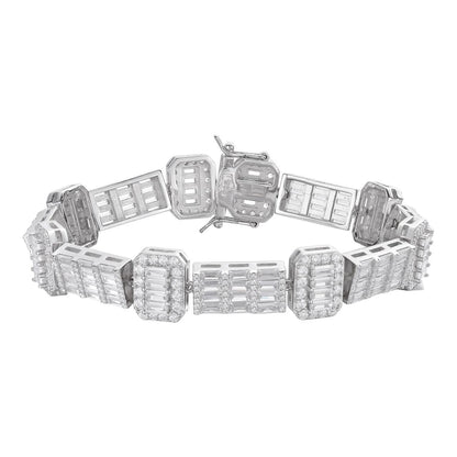 HarlemBling Custom Baguette Tennis Chain Bracelet Iced Out CZ Stones - 925 Silver - 12mm - 7"-8"
