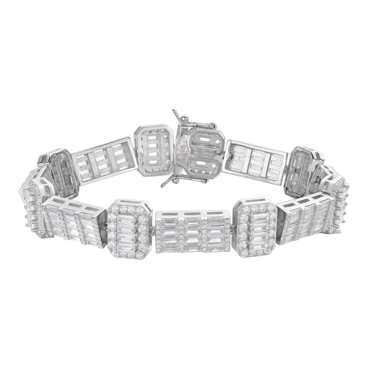 HarlemBling Custom Baguette Tennis Chain Bracelet Iced Out CZ Stones - 925 Silver - 12mm - 7"-8"