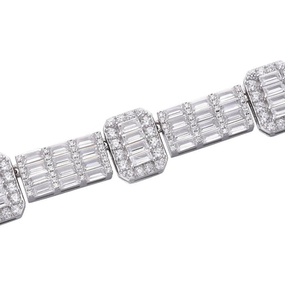HarlemBling Custom Baguette Tennis Chain Necklace Iced Out CZ Stones - 925 Silver - 12mm - 18-28"