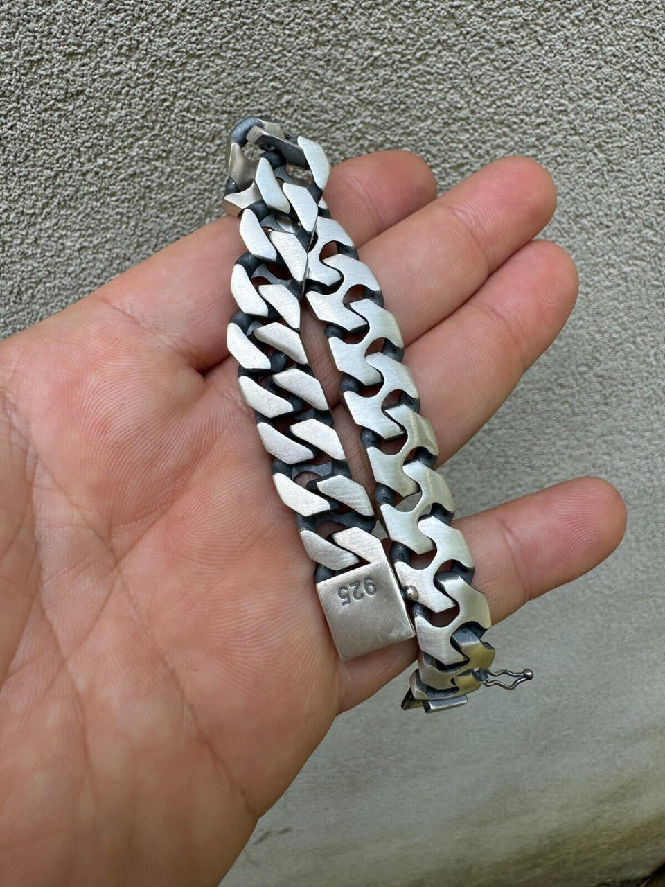 HarlemBling Custom Crazy Miami Cuban Link Bracelet 12mm Real 925 Silver Oxidized Finish