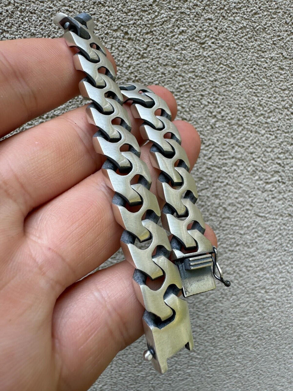 HarlemBling Custom Crazy Miami Cuban Link Bracelet 12mm Real 925 Silver Oxidized Finish