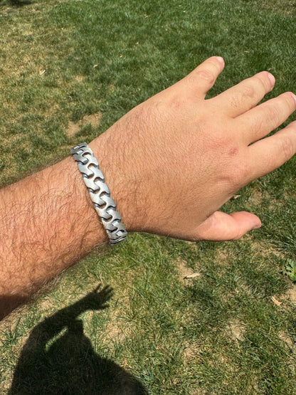 HarlemBling Custom Crazy Miami Cuban Link Bracelet 12mm Real 925 Silver Oxidized Finish