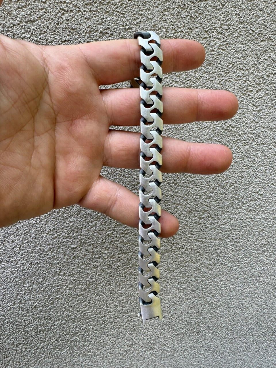 HarlemBling Custom Crazy Miami Cuban Link Bracelet 12mm Real 925 Silver Oxidized Finish