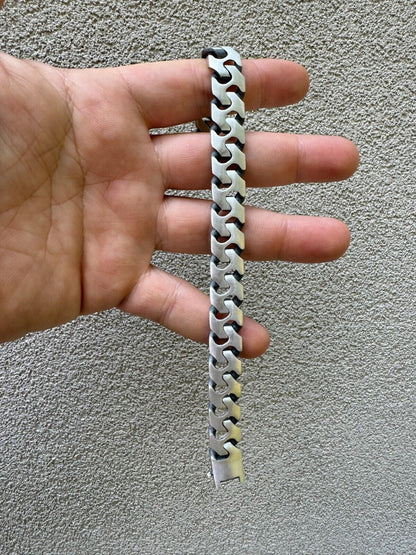 HarlemBling Custom Crazy Miami Cuban Link Bracelet 12mm Real 925 Silver Oxidized Finish